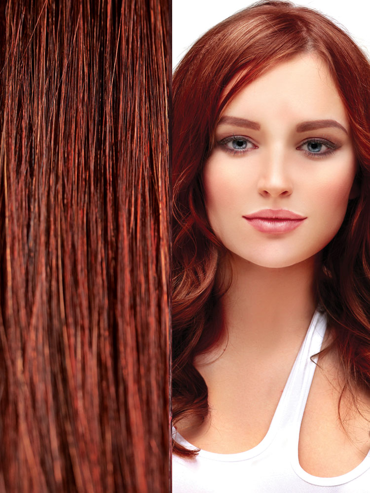 I Tip Natural Straight Hair Extension 18 33 Dark Auburn Red